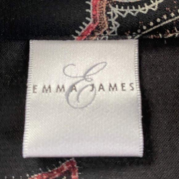 Emma James Womens Black Paisley Print Button-Down Collared Blouse Size 12 Office - Picture 3 of 9